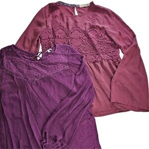 Size S Renfaire Layer Flowy Cottagecore Purple Pheasant Boho Bohemian Blouses 2